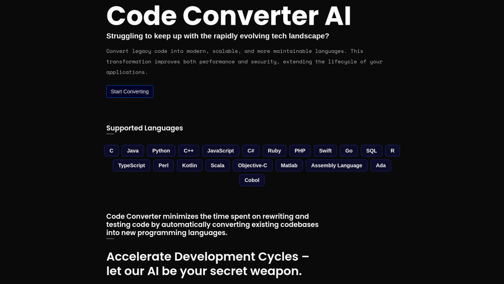 Code Converter AI Website screenshot