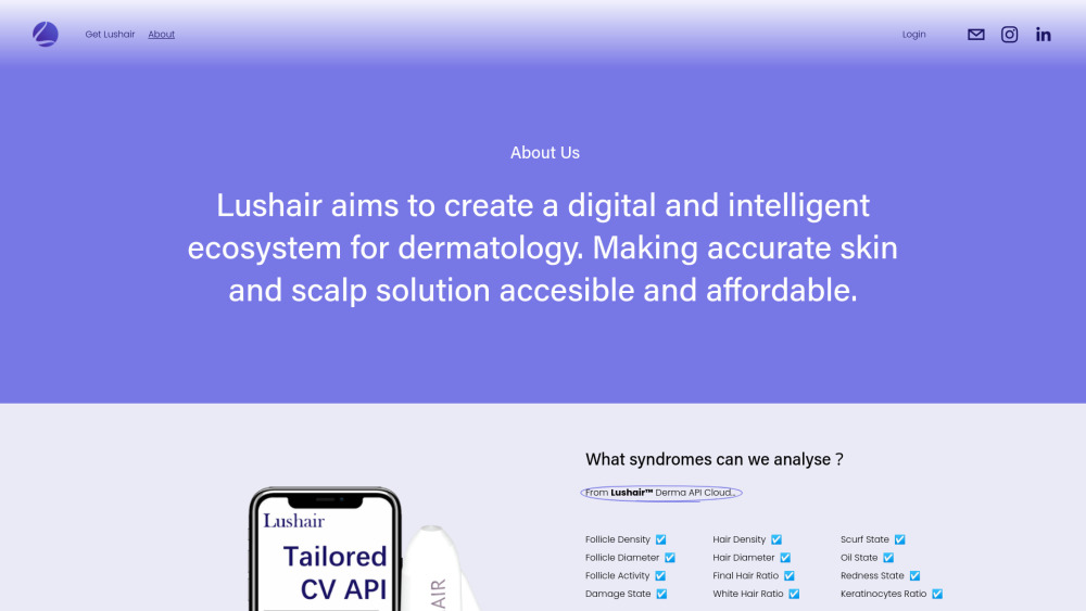 Lushair Website screenshot