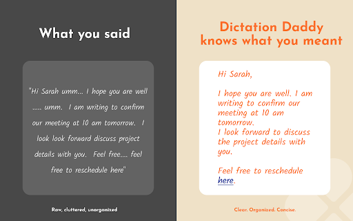 Dictation Daddy - Chrome Extension Website screenshot