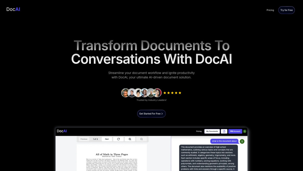 DocAI Website screenshot