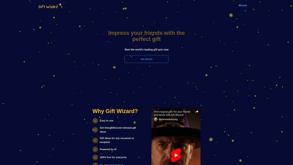 Gift Wizard Website screenshot