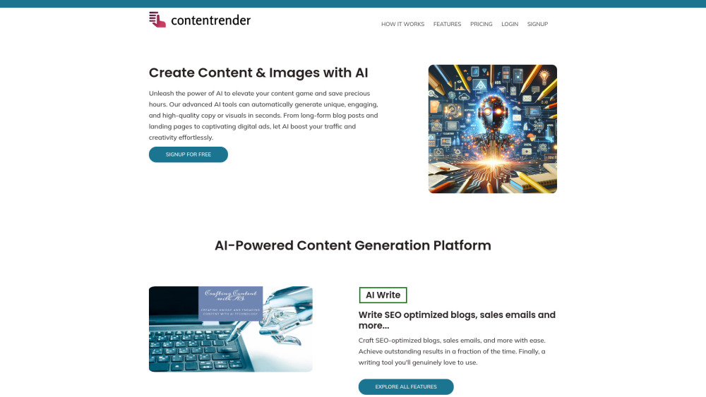 Content Render Website screenshot