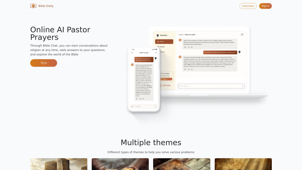 AI Pastor Website screenshot