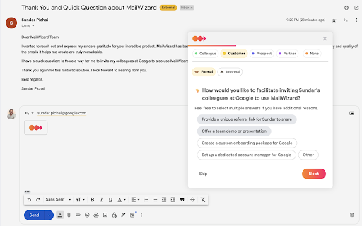 MailWizard.ai for Gmail - Chrome Extension Website screenshot