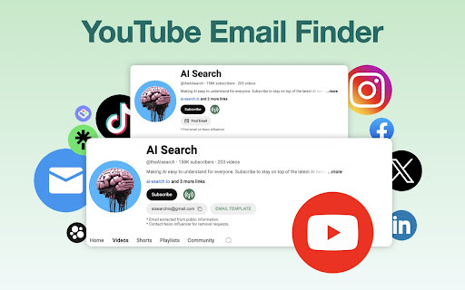 YouTube Email Finder - Chrome Extension Website screenshot