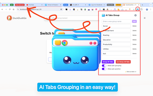 AI Tabs Group - Chrome Extension Website screenshot