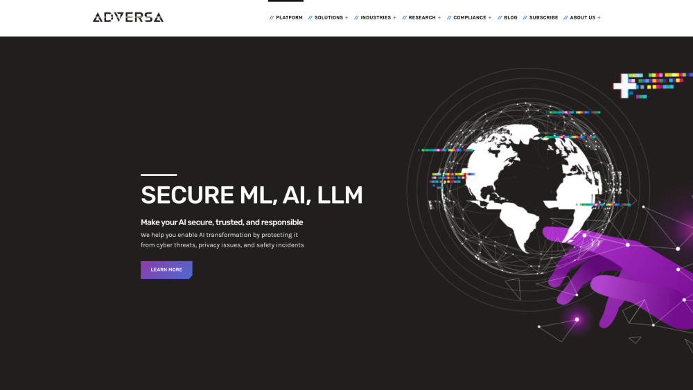 Adversa AI Website screenshot