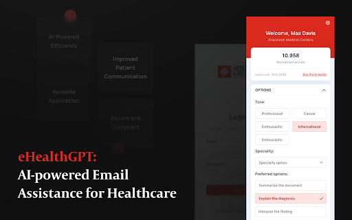 eHealthGPT - Chrome Extension Website screenshot