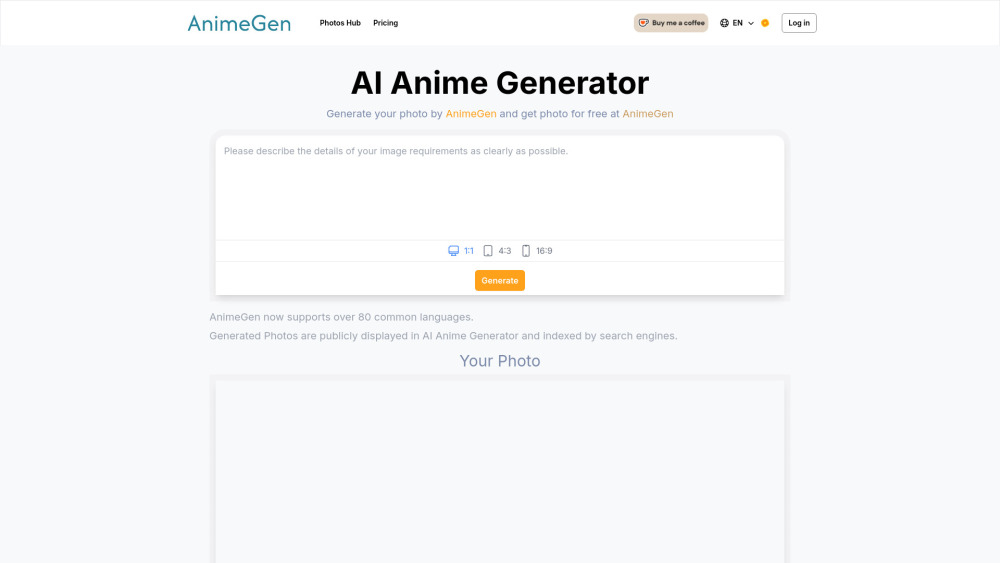 AnimeGen Website screenshot