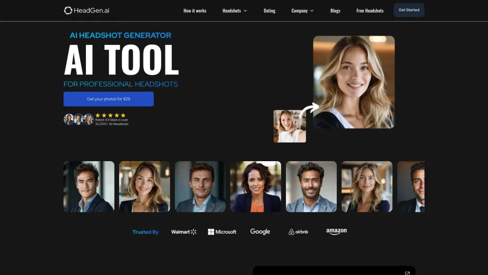 HeadGen AI Website screenshot