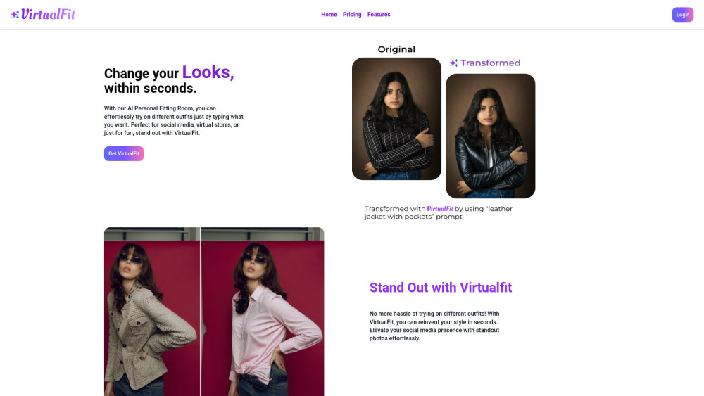 VirtualFit AI Website screenshot
