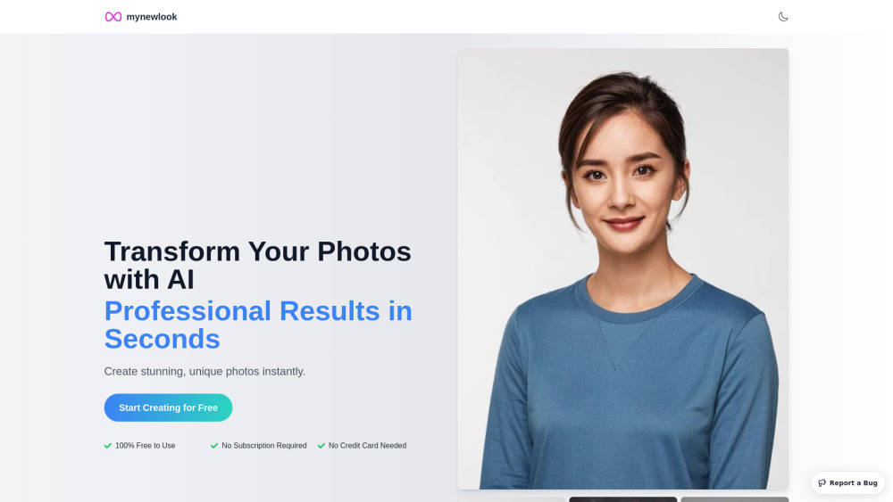 MyNewLook - AI Headshot Generator Website screenshot