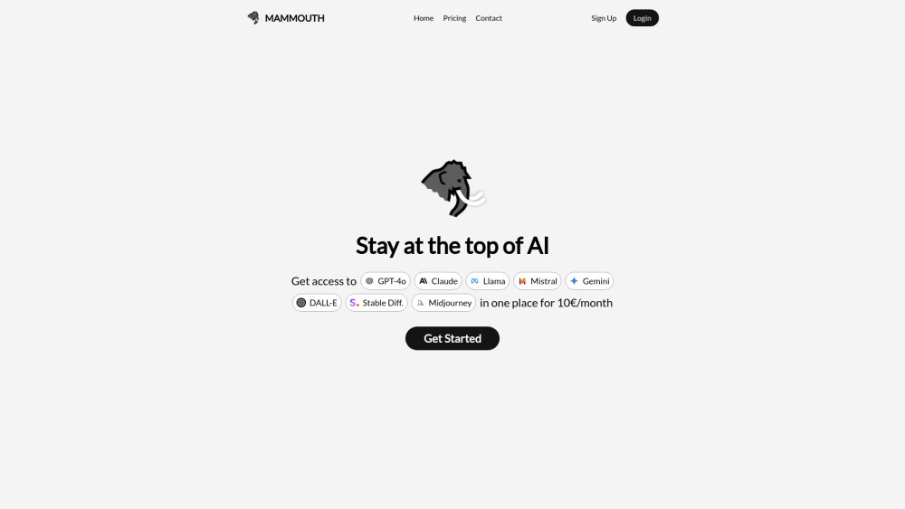 Mammouth AI Website screenshot