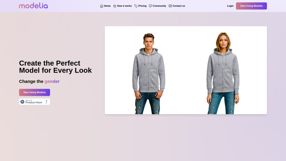 Modelia Website screenshot