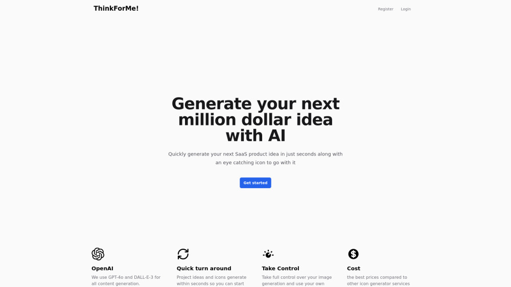 ThinkForMe! Website screenshot