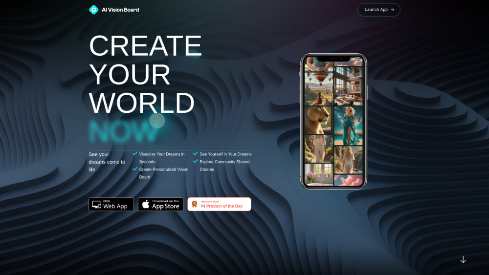 AI VisionBoard Website screenshot