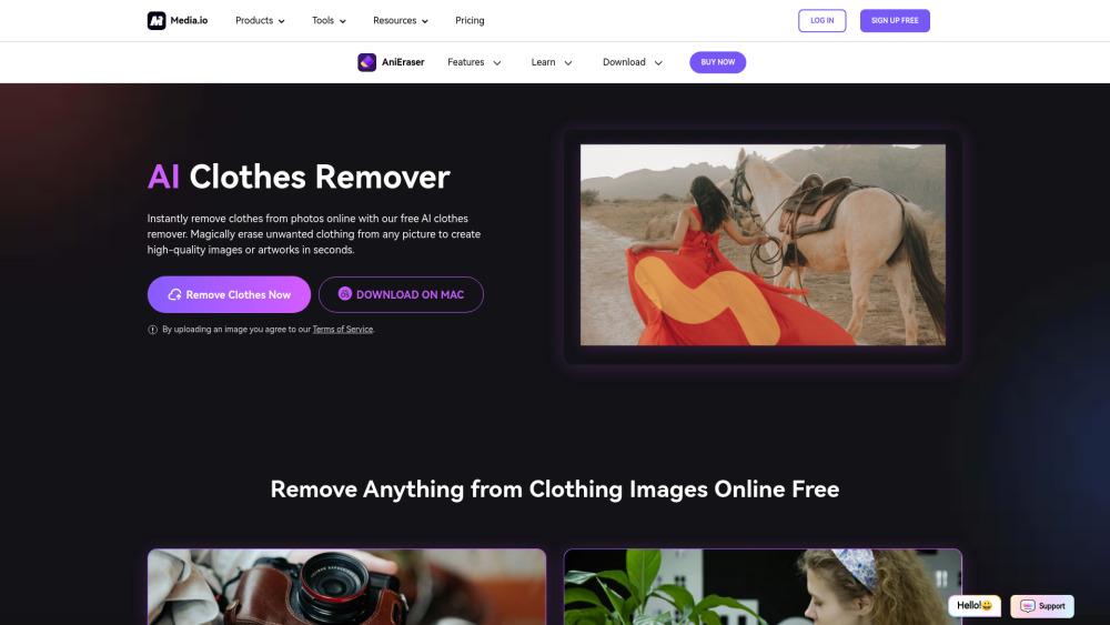 AI Clothes Remover Website screenshot