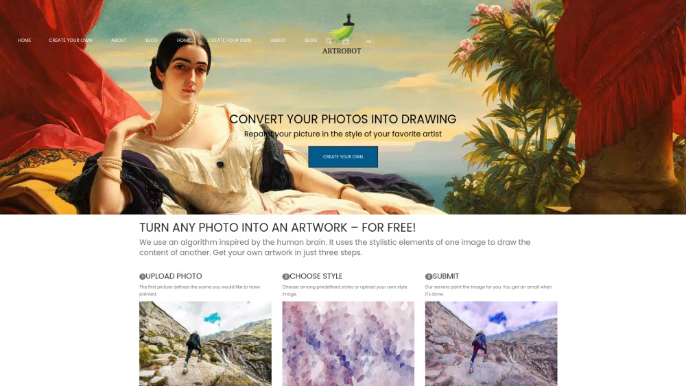 ARTROBOT Website screenshot