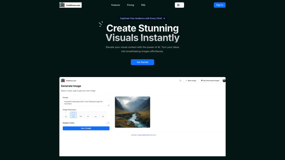 Flux AI Website screenshot