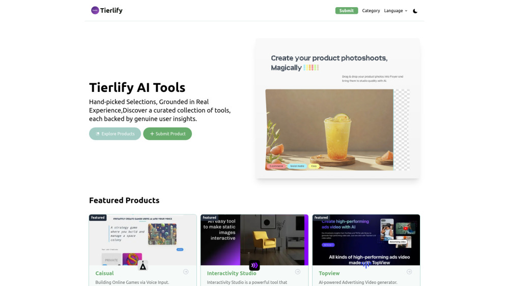 Tierlify Website screenshot