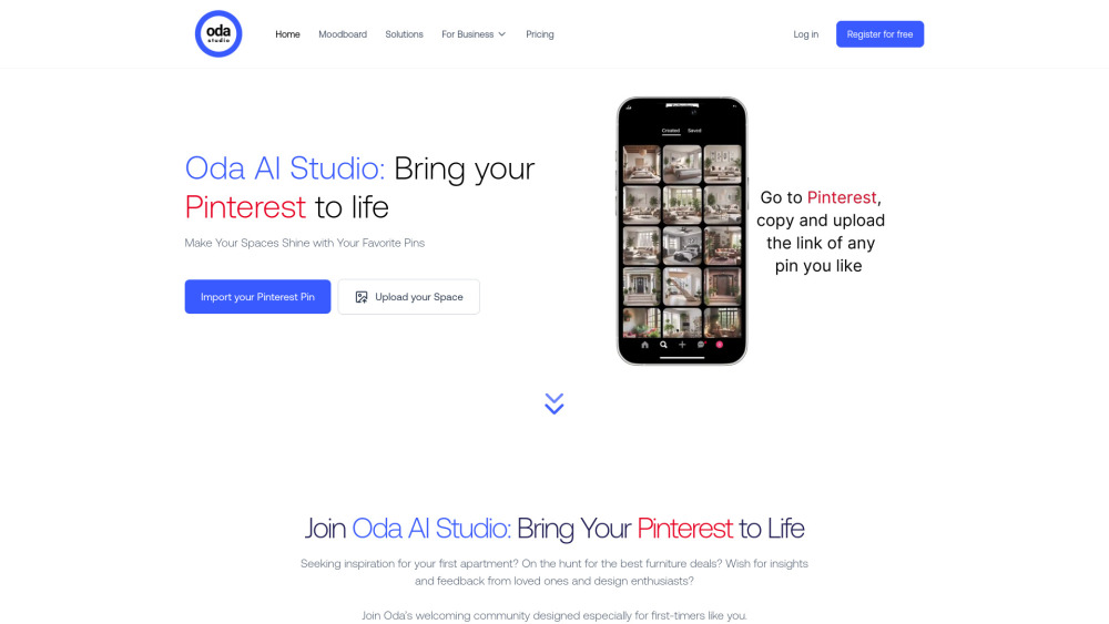 Oda AI Studio Website screenshot