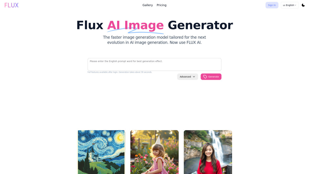 FLUX AI Website screenshot