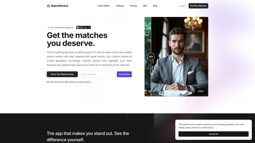 MatchPhotos Website screenshot