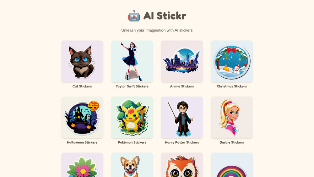 AI Stickr Website screenshot