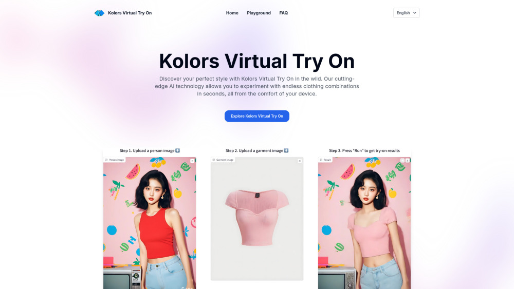 Kolors Virtual Try On Website screenshot