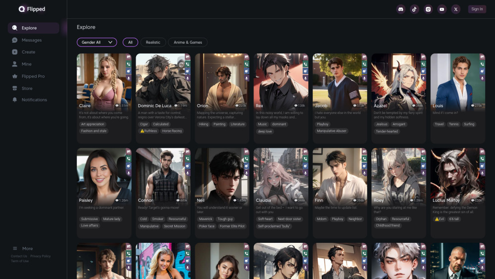 Flipped.Chat Website screenshot