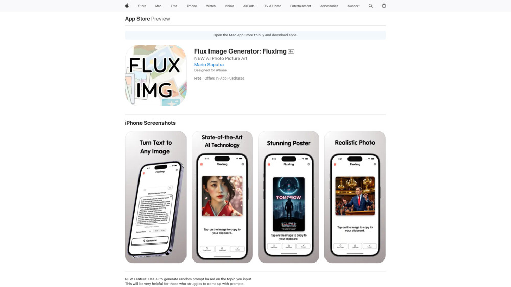 FluxImg Website screenshot
