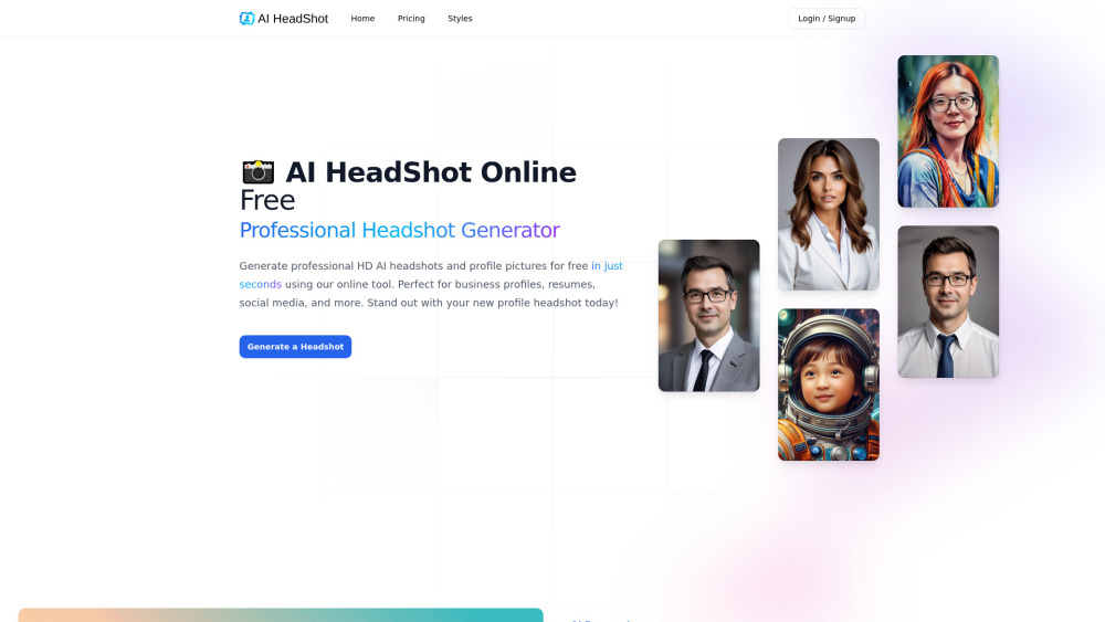 AI HeadShot Online Website screenshot