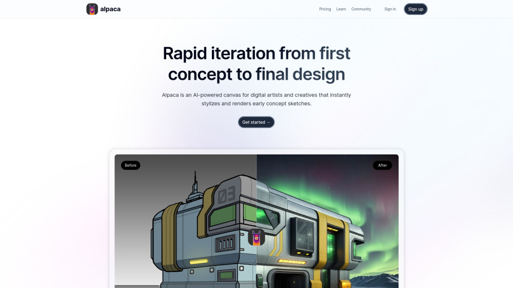 Alpaca Website screenshot