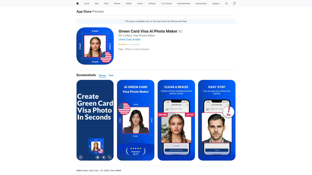 GreenCard Photo Maker Website screenshot