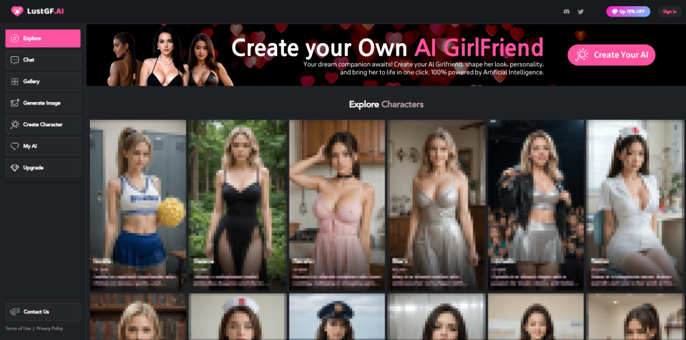 LustGF.AI Website screenshot