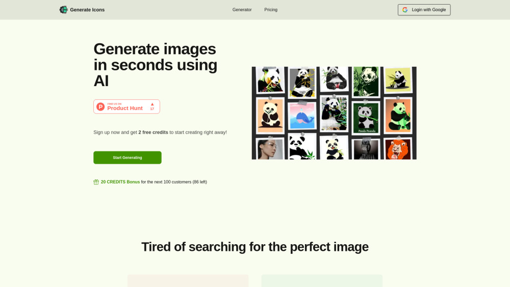 Generate Icons Website screenshot