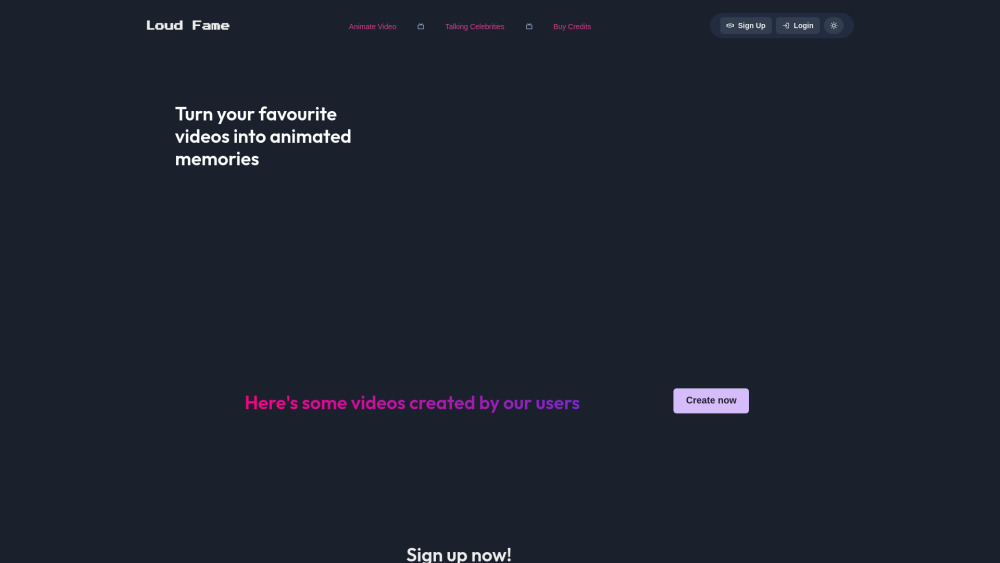 Loud Fame Website screenshot