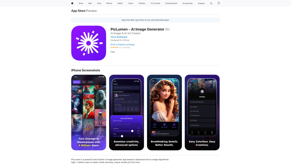 PicLumen Website screenshot