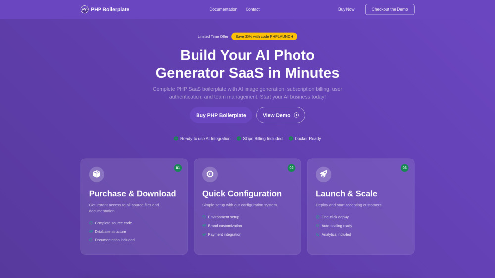 PHP Boilerplate Website screenshot