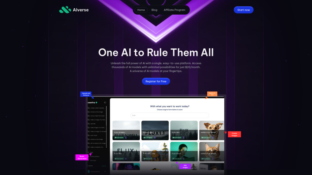 AIverse Website screenshot