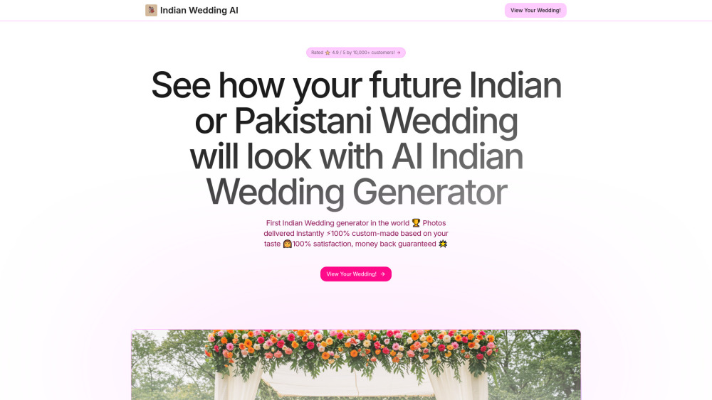 Indian Wedding AI Website screenshot