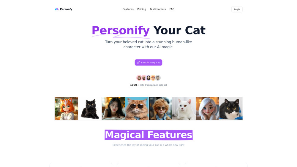 Personfy Website screenshot