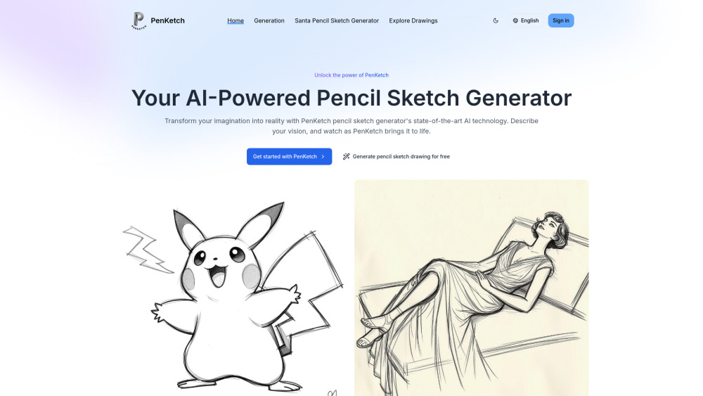 AI Text-to-Sketch Tool: Pencil Sketch Generator Website Screenshot