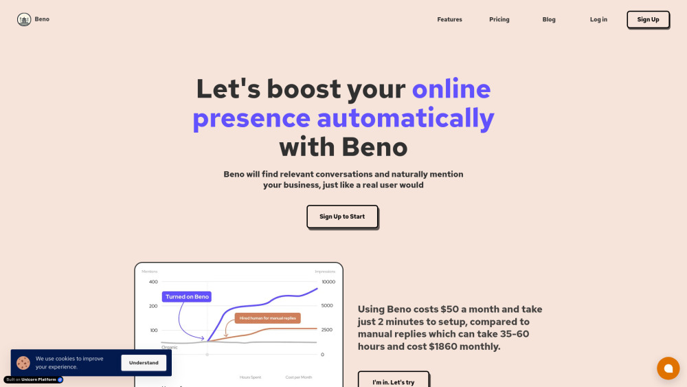 Beno Website screenshot