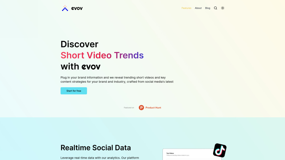 Evov AI Website screenshot