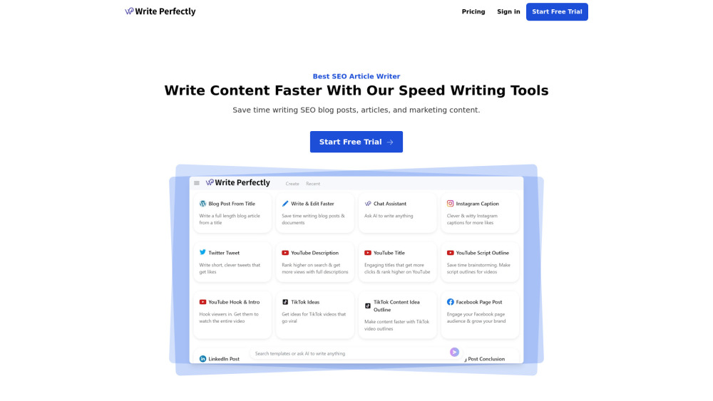 Write Perfectly Website screenshot