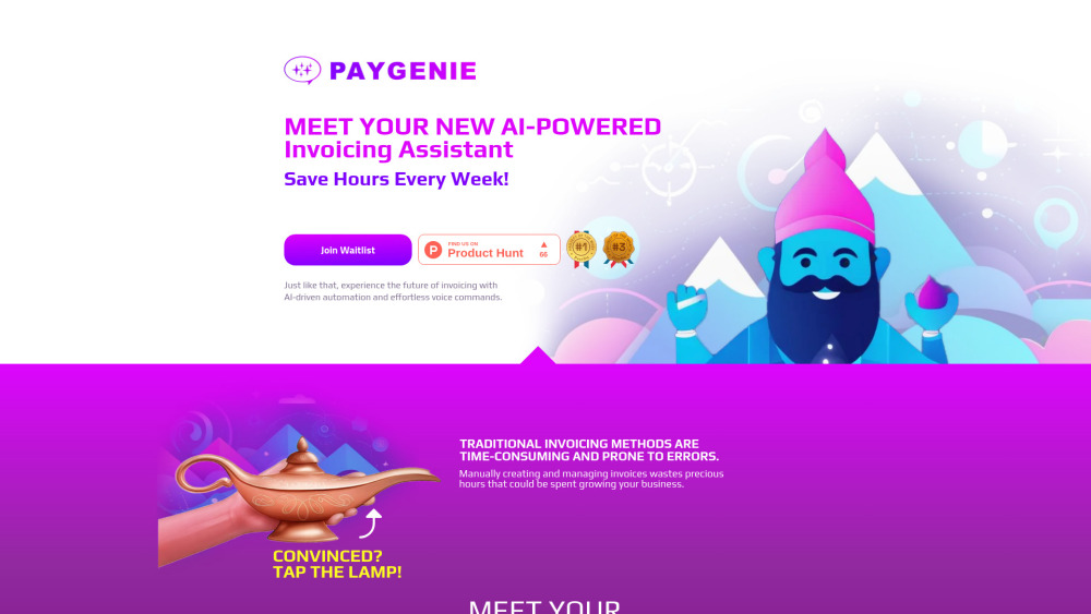 PayGenie AI Invoicing Website screenshot