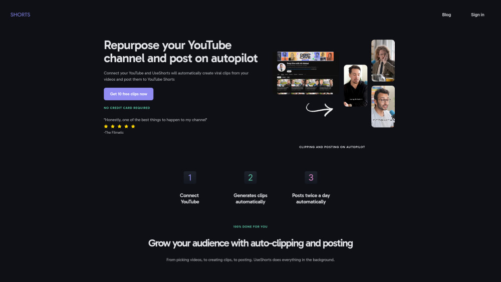 UseShorts Website screenshot