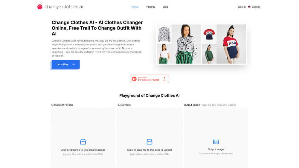Change Clothes AI Website screenshot