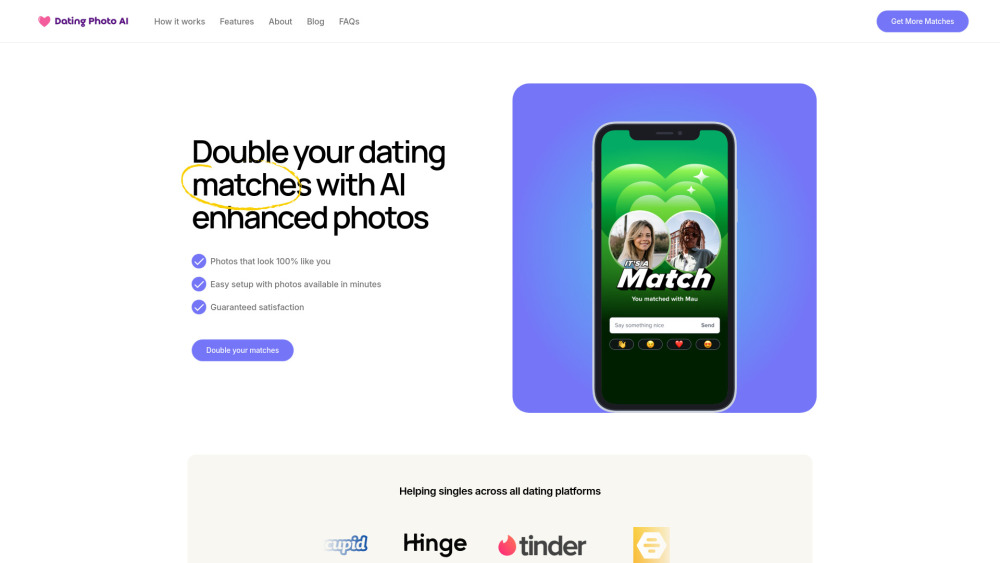 Dating Photo AI Website screenshot